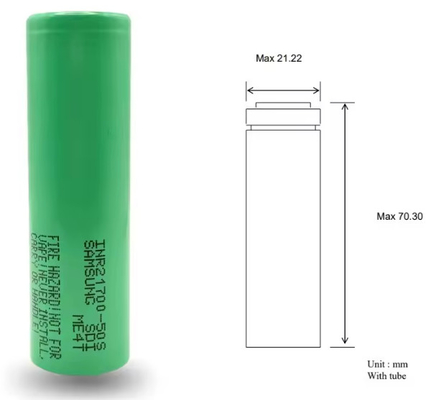 Echte A-klasse 21700 Lithiumbatterij met hoge afvoer 21700 Lithiumbatterij 3.6V 5000mAh INR21700-50S Max. 45A