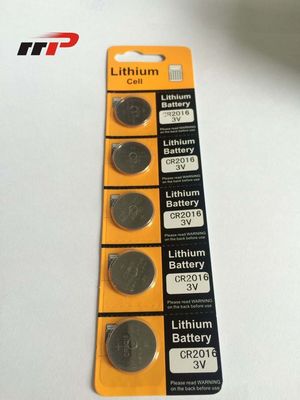 Primaire het Lithiumbatterij van de Knoopcel 75mAh CR2016 3.0V/Li-MnO2 het Muntstukbatterij van de Blaarkaart